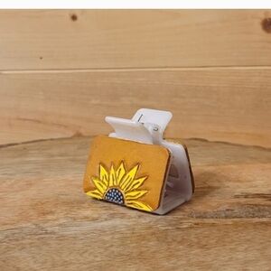 Hand tooled Leather Hand Crafted Tooled Western sunflower Hair Claw hair clip